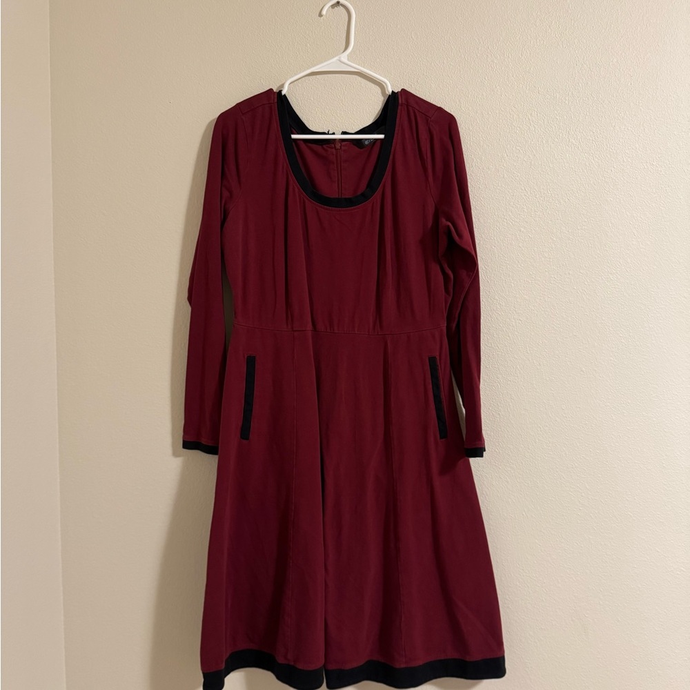eShakti Maroon and Black Dress